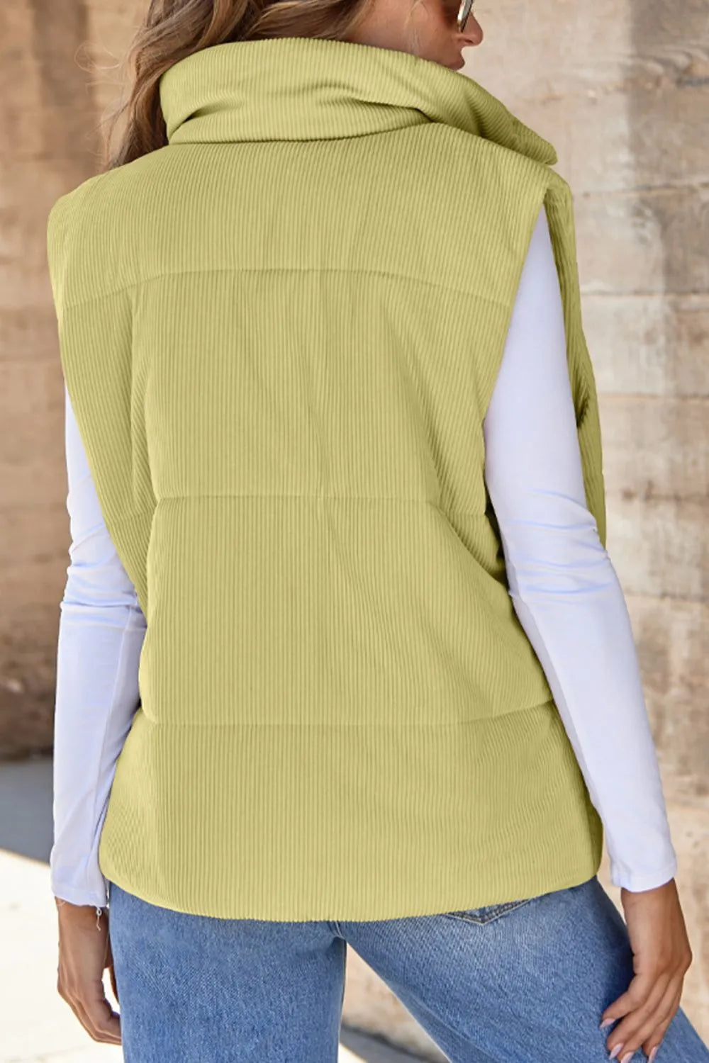 Zip Up Turtleneck Vest Coat, view 5