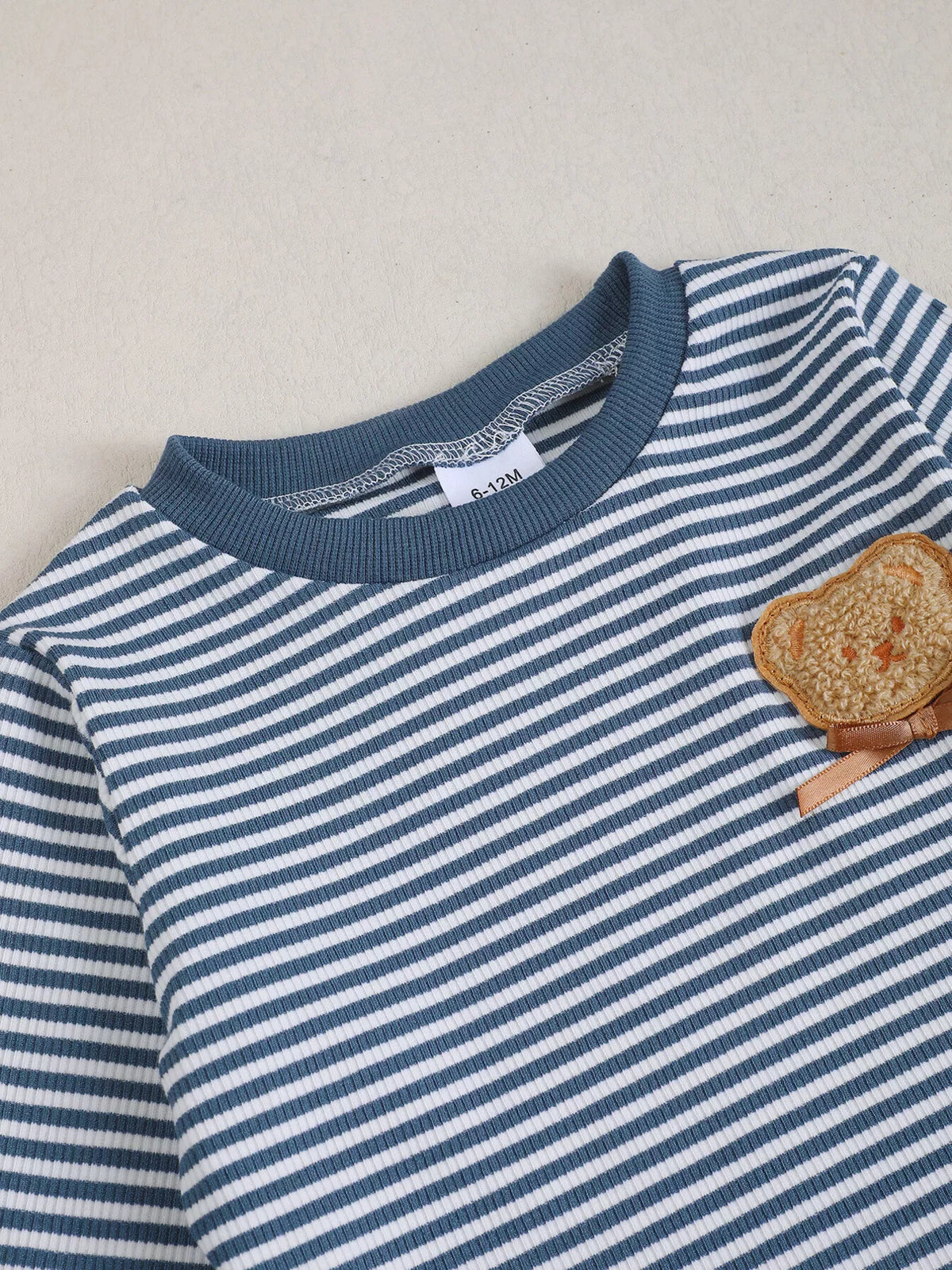 Children's Bear Striped Top and Pants Set - Lilixa.store
