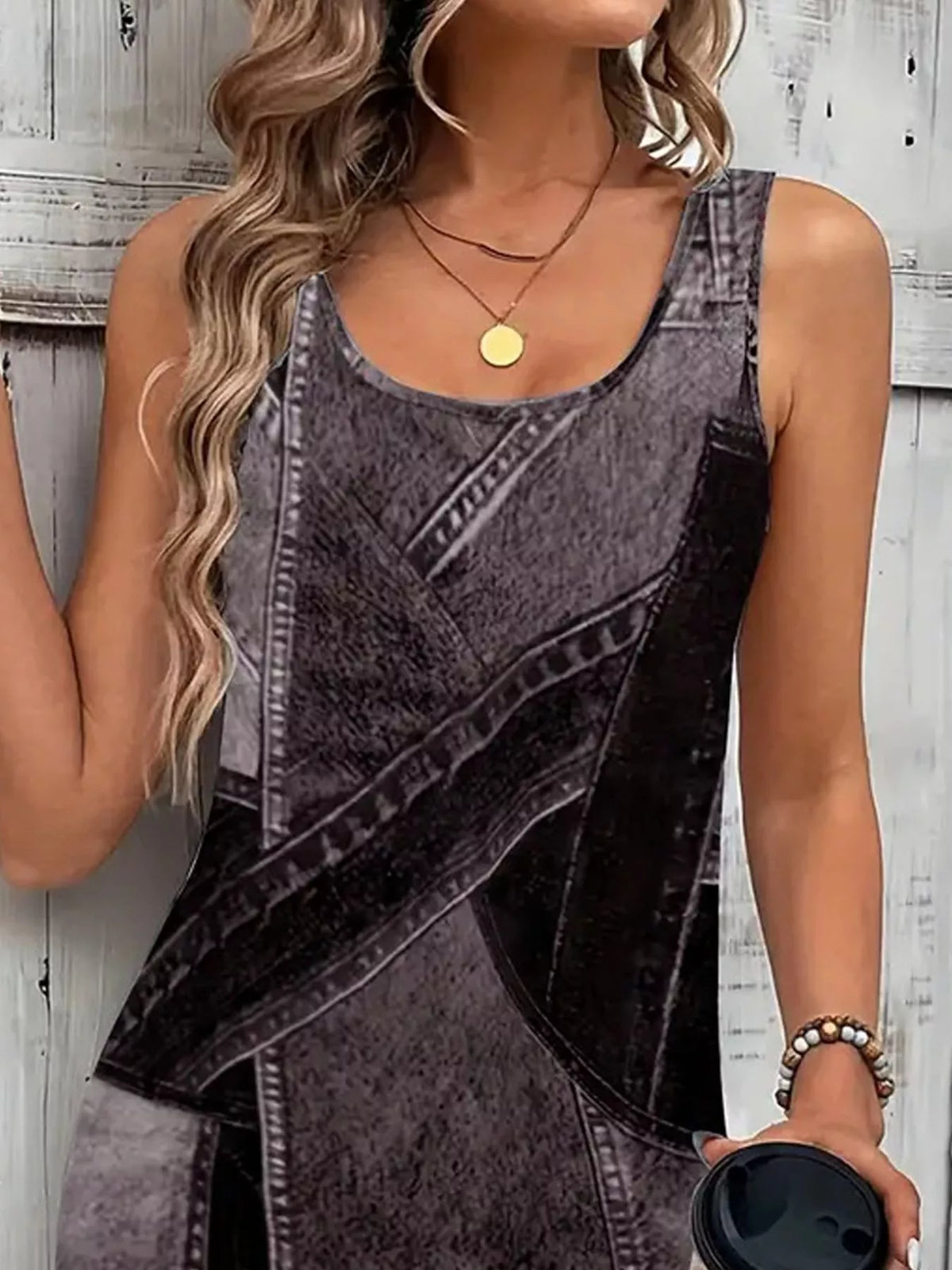 Patchwork Denim Sleeveless Dress - Lilixa.store