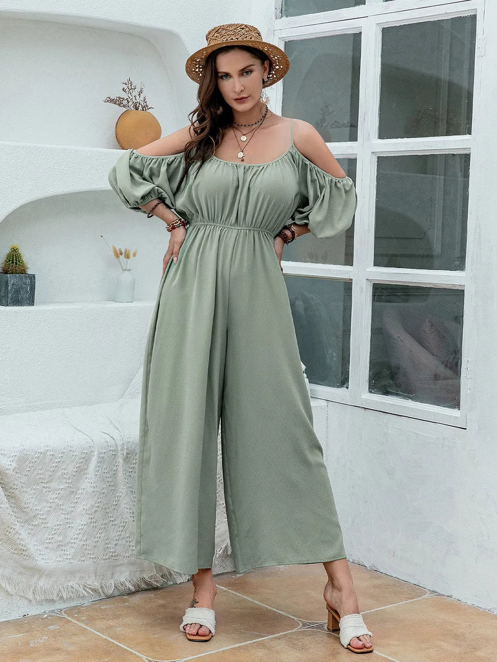 Spaghetti Strap Wide Leg Jumpsuit - Lilixa.store