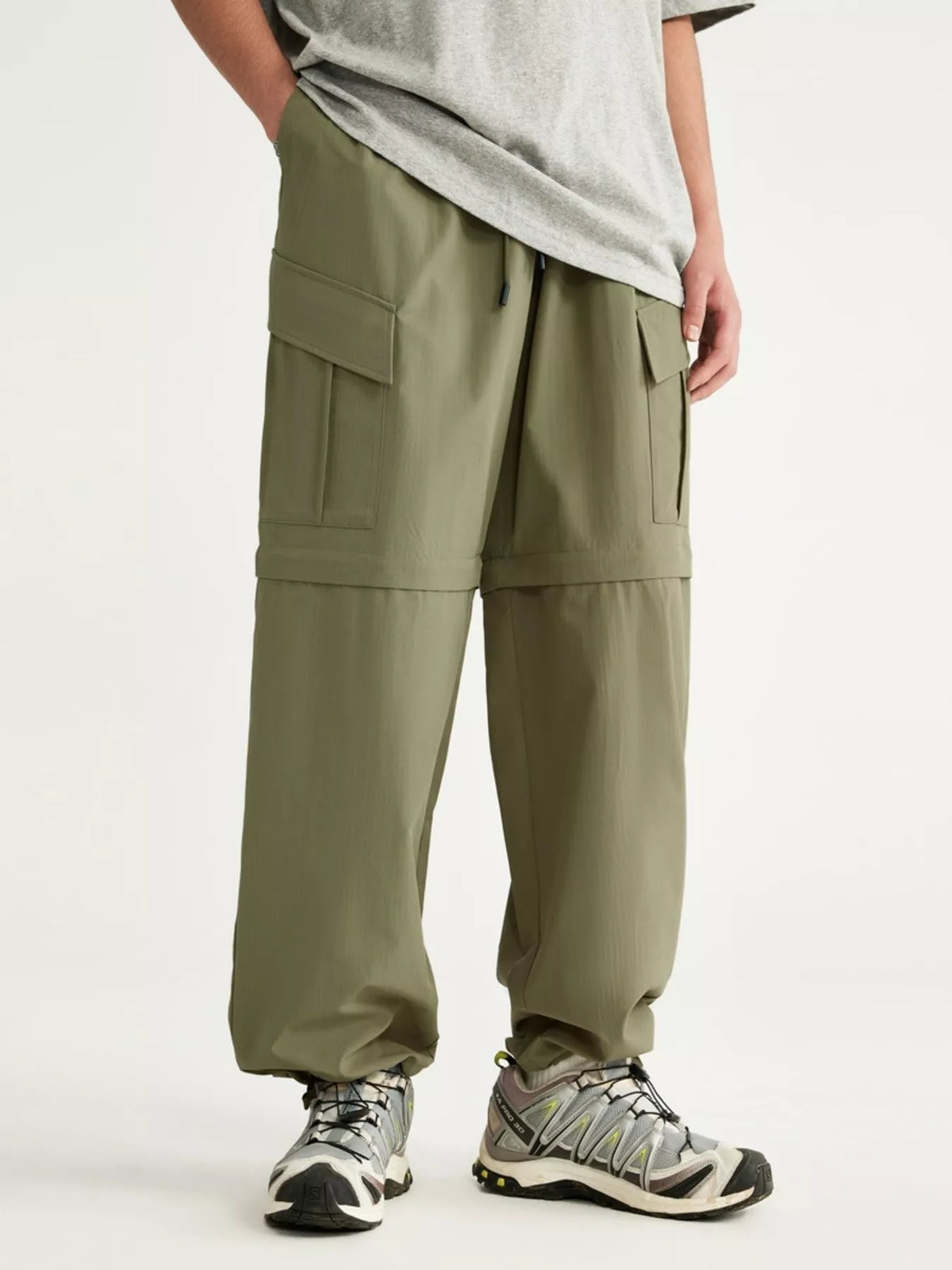 Men's Drawstring Cargo Pants in Turquoise Green