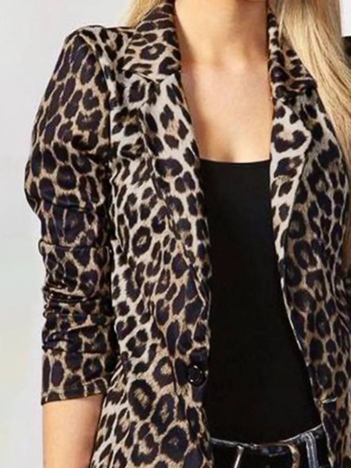 Leopard Print One Button Blazer - Lilixa.store