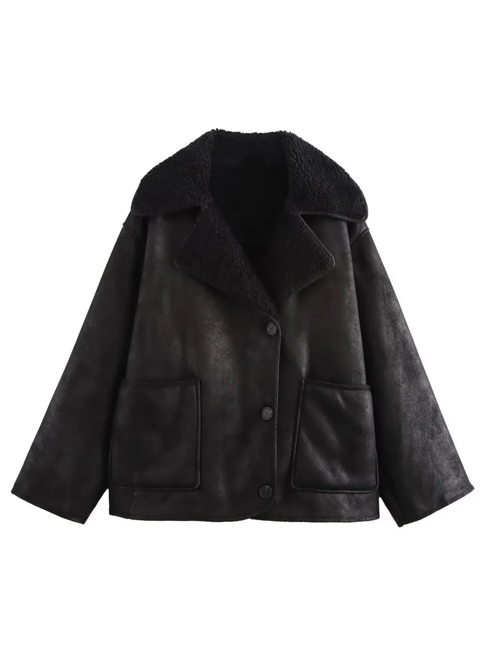 Collared Neck Long Sleeve Plush Jacket, view 11