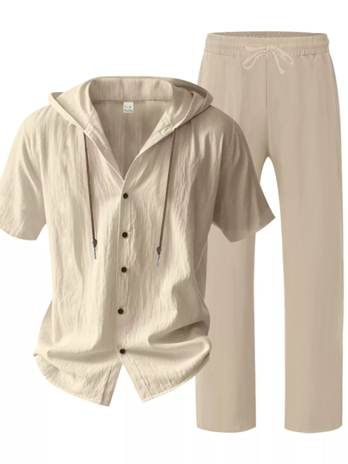 Men's Full Size Button Up Hooded Top and Pants Set Plus Size - Lilixa.store