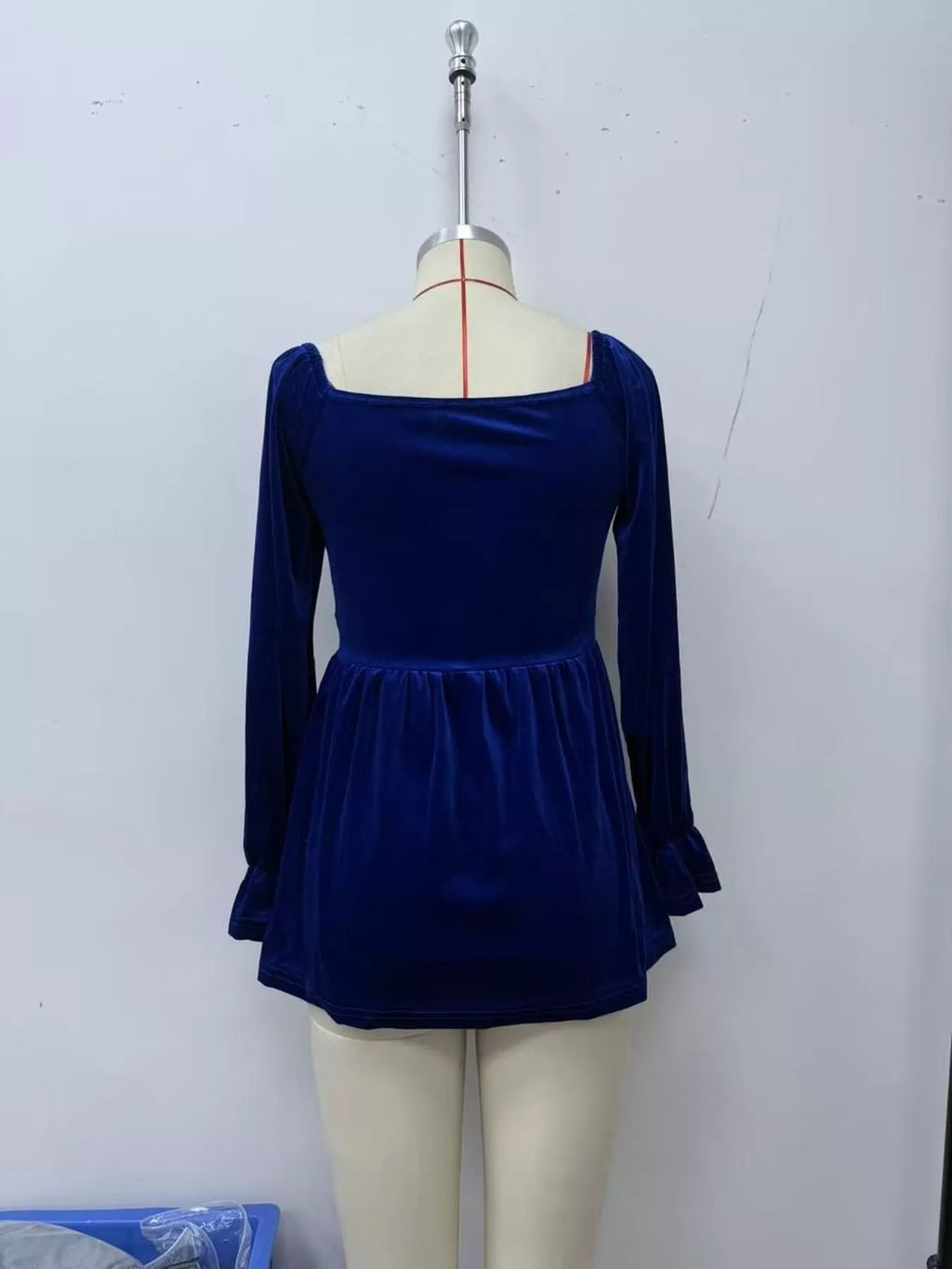 Velvet Smocked Peplum Blouse - Lilixa.store