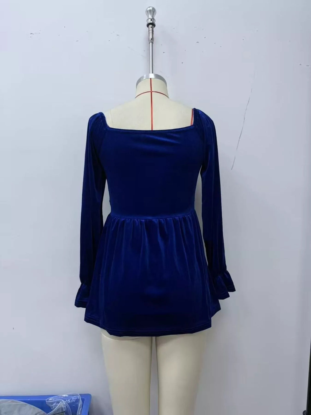 Velvet Smocked Peplum Blouse