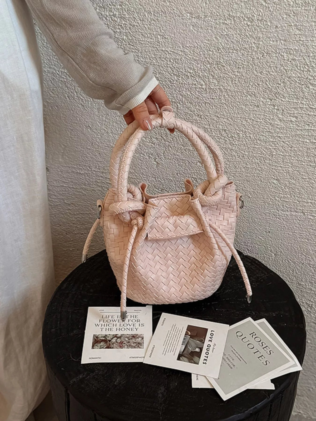 Woven Bucket Crossbody Bag