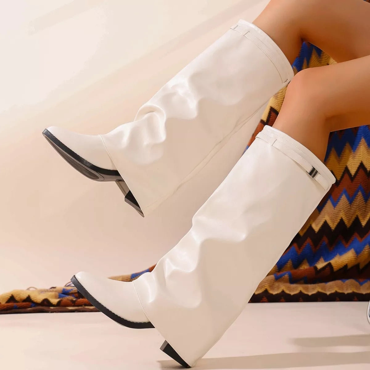 Point Toe Block Heels Boots - Lilixa.store