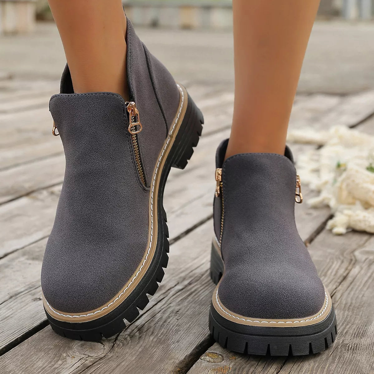 Side Zipper Ankle Boots - Lilixa.store