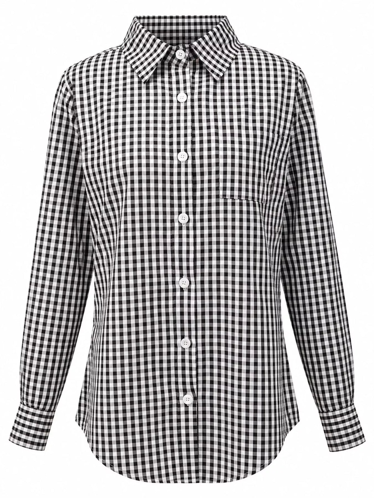 Plus Size Plaid Button-Down Long Sleeve Shirt, view 21