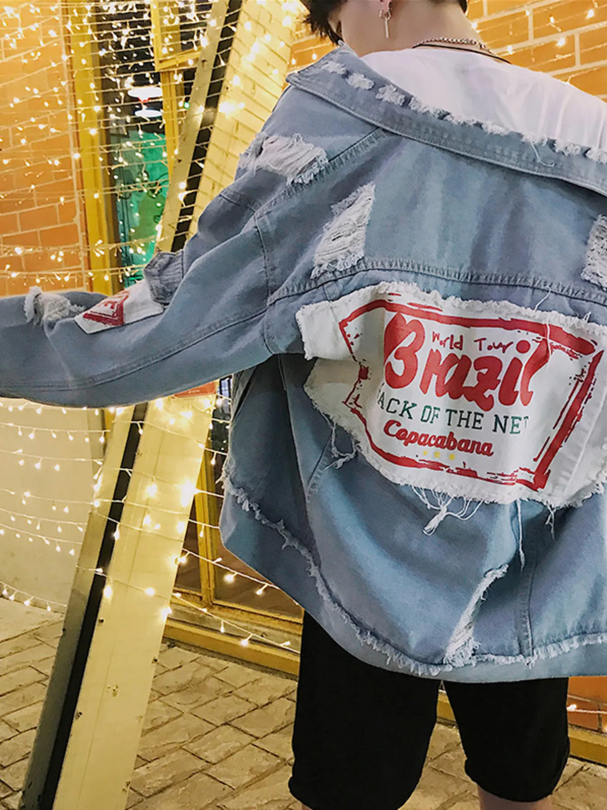 Men's Distressed Button Up Denim Jacket - Lilixa.store