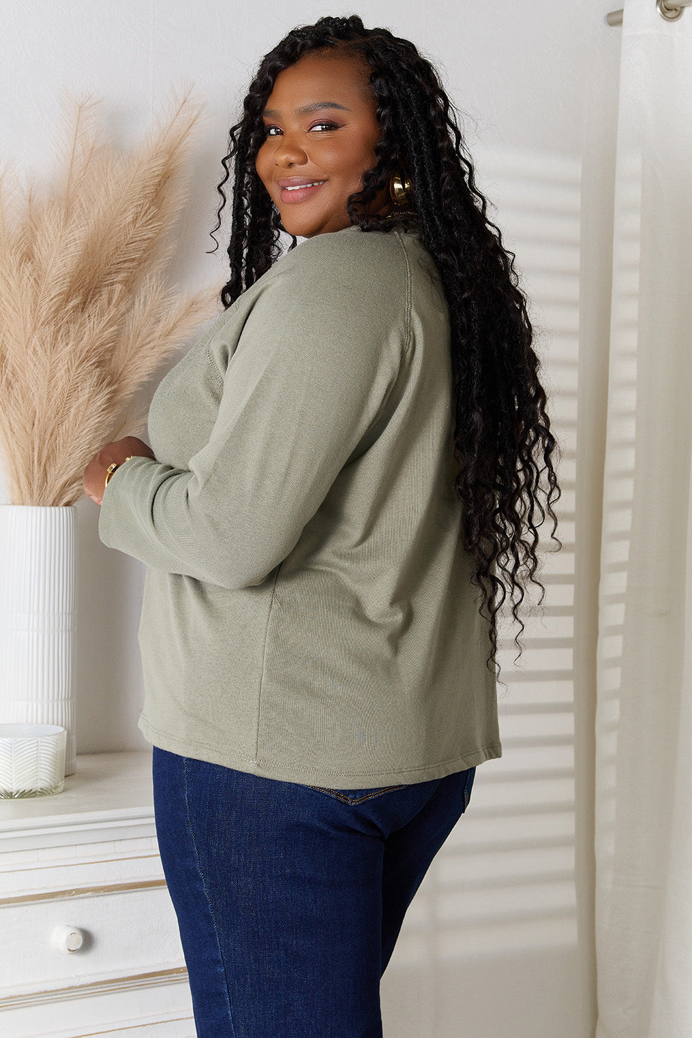 Culture Code  Full Size V-Neck Long Sleeve T-Shirt - Lilixa.store