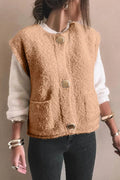 Fleece Button-Down Vest Coat - Lilixa.store