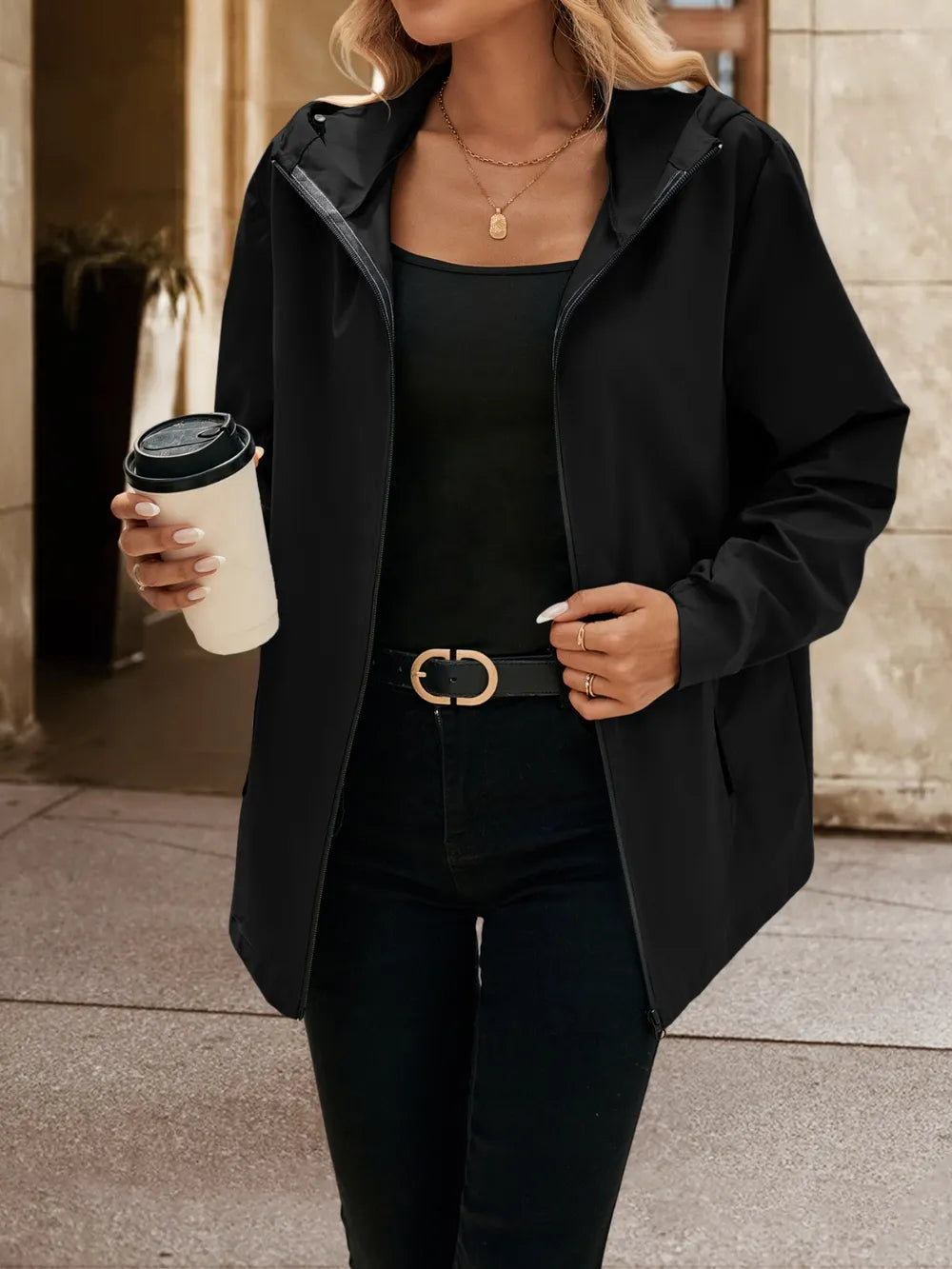 Ivy Lane Pocketed Zip Up Hooded Jacket, view 17
