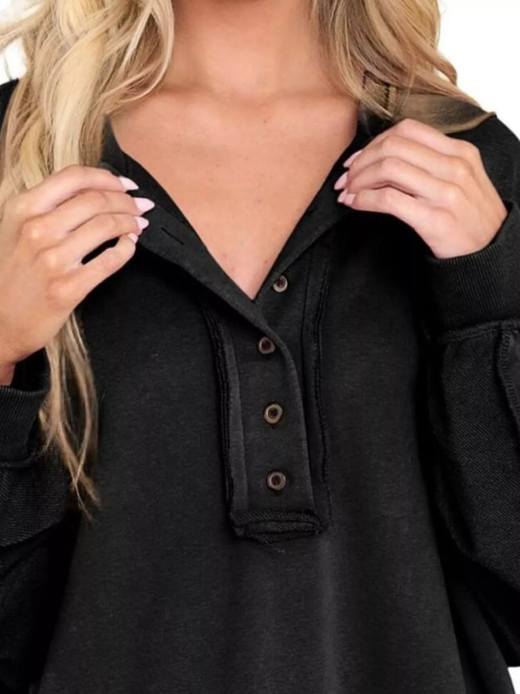 Half Snap Long Sleeve Sweatshirt - Lilixa.store