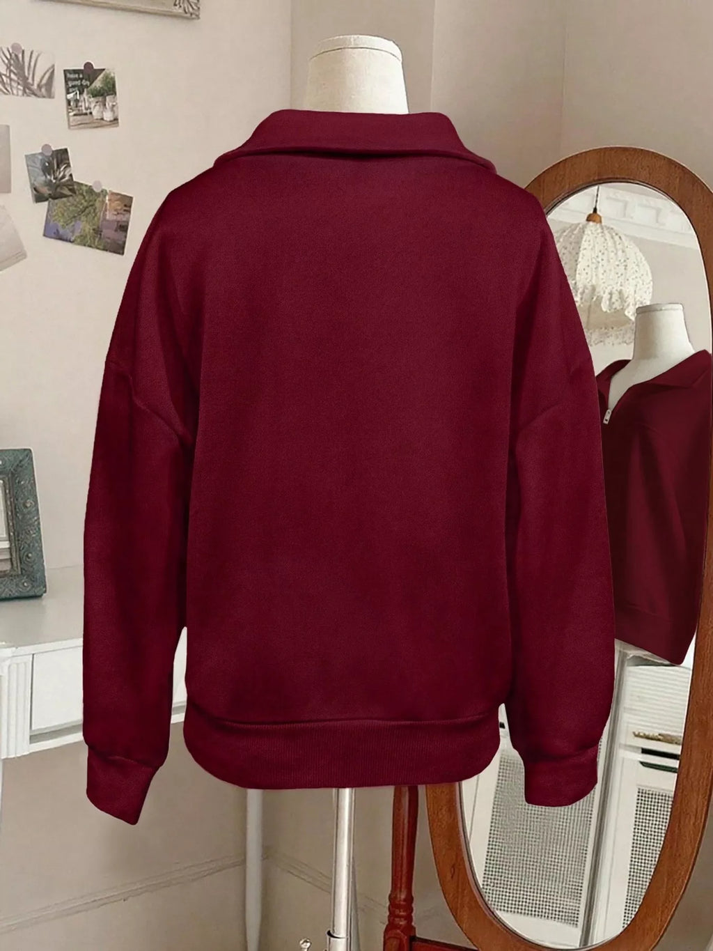Quarter-Zip Dropped Shoulder Sweatshirt - Lilixa.store