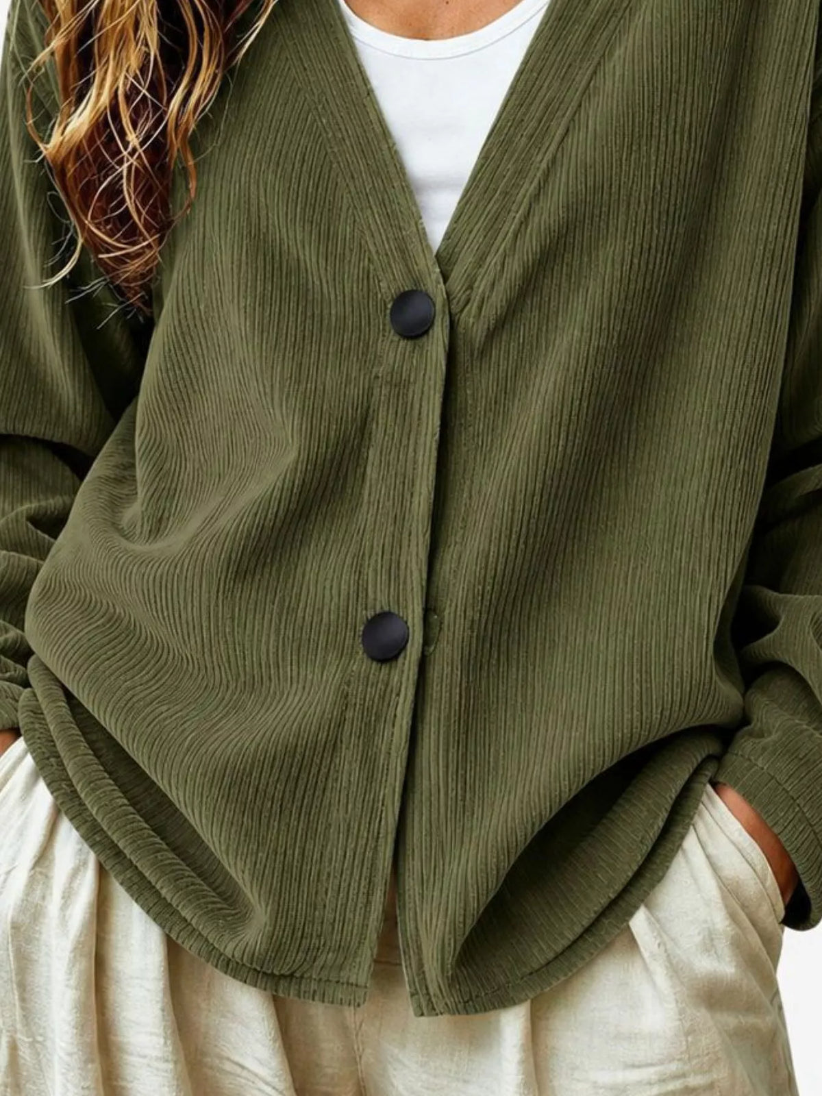 Casual Corduroy Button-Up Cardigan, view 9