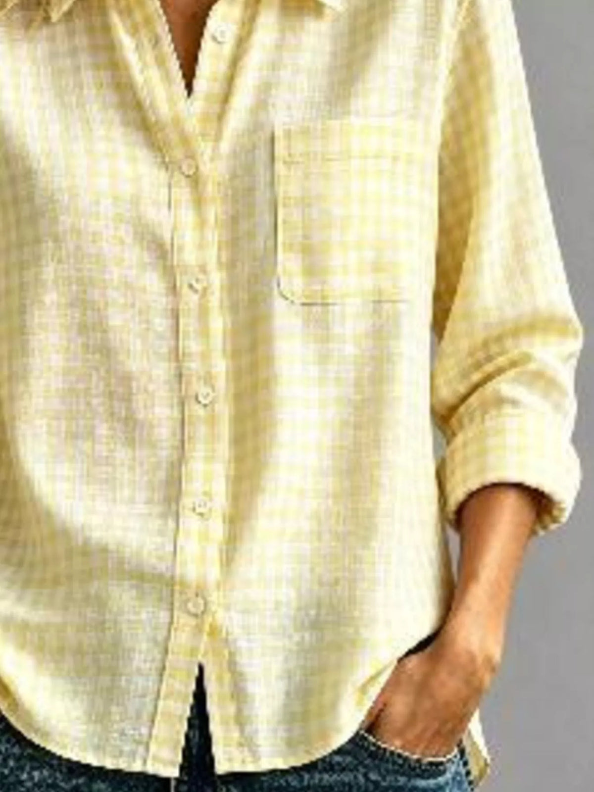Gingham Button-Down Long Sleeve Shirt