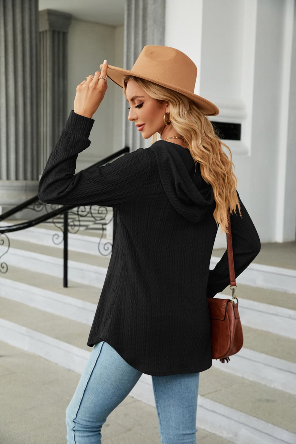 Long Sleeve Hooded Blouse, view 18