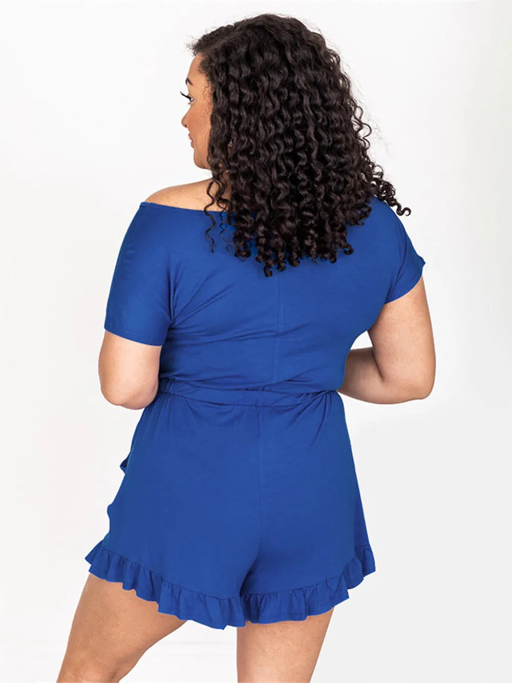 Ruffled Boat Neck Short Sleeve Romper - Lilixa.store