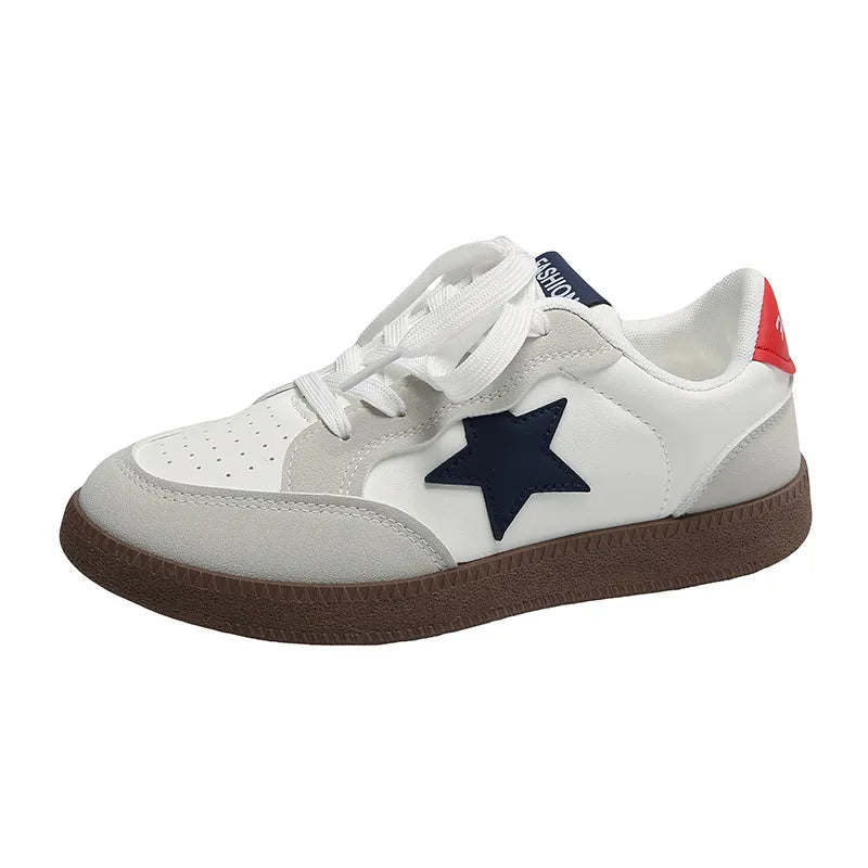 Contrast Star Lace-Up Athletic Sneakers - Lilixa.store