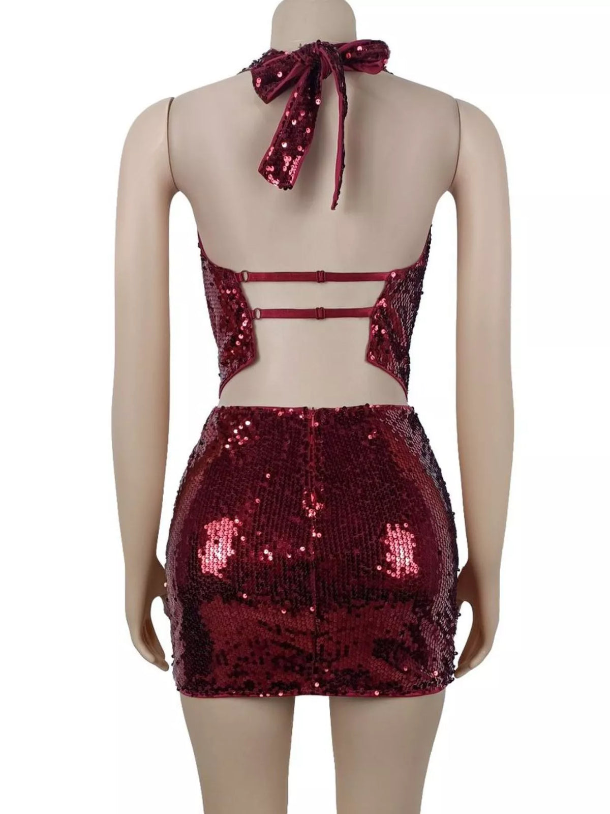 Sequin Halter Neck Crop Top and Mini Skirt Two-Piece Set, view 6