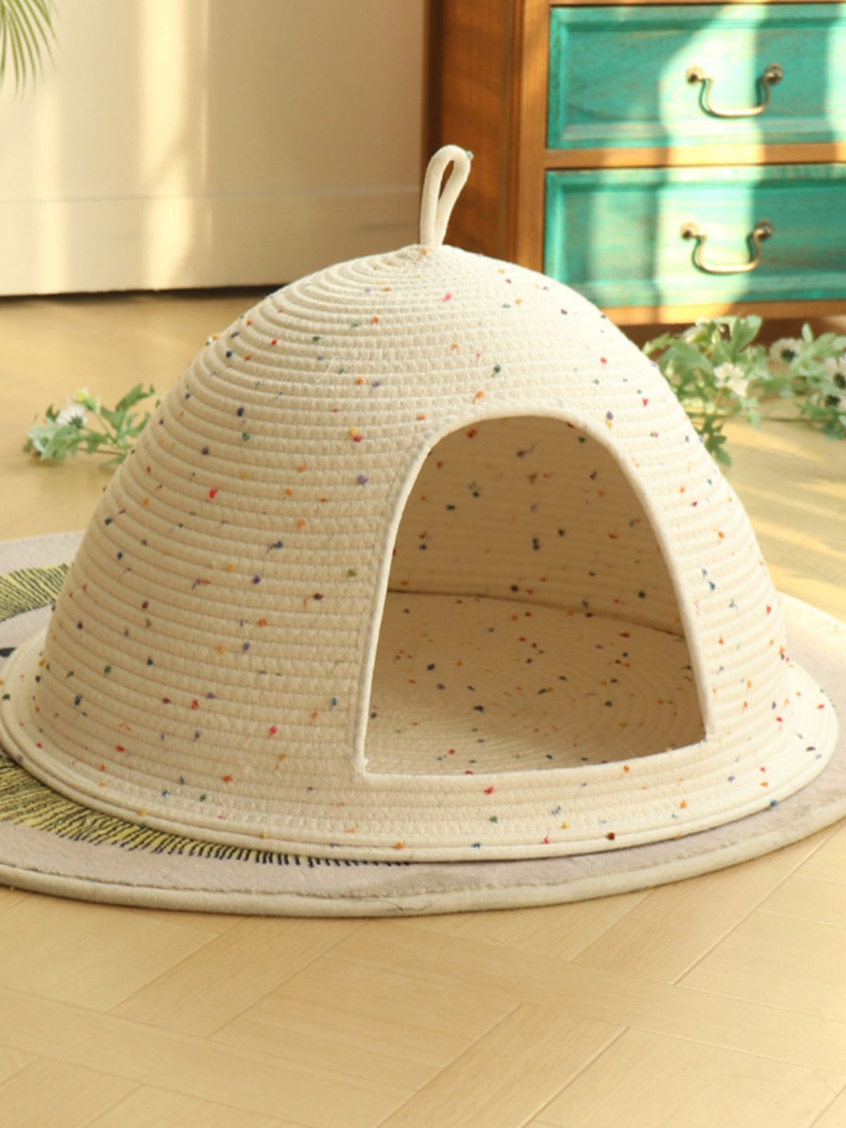 Cozy Rope Woven Cat Cave Bed with Handle - Lilixa.store