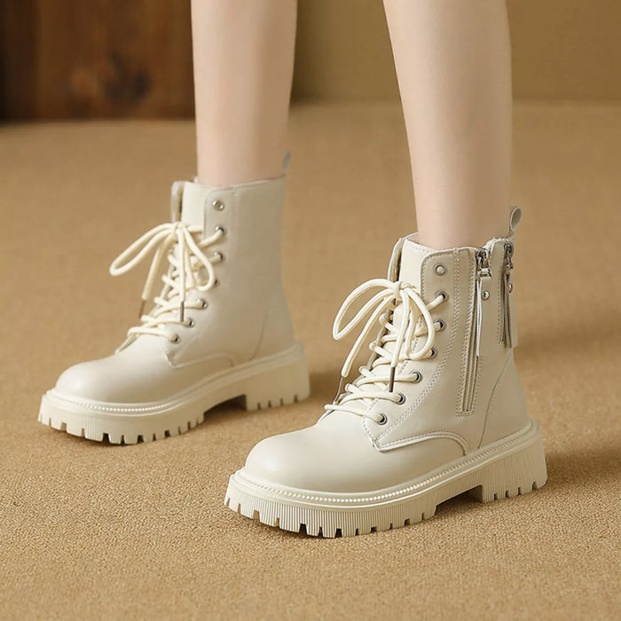 Lace-Up Ankle Combat Boots - Lilixa.store