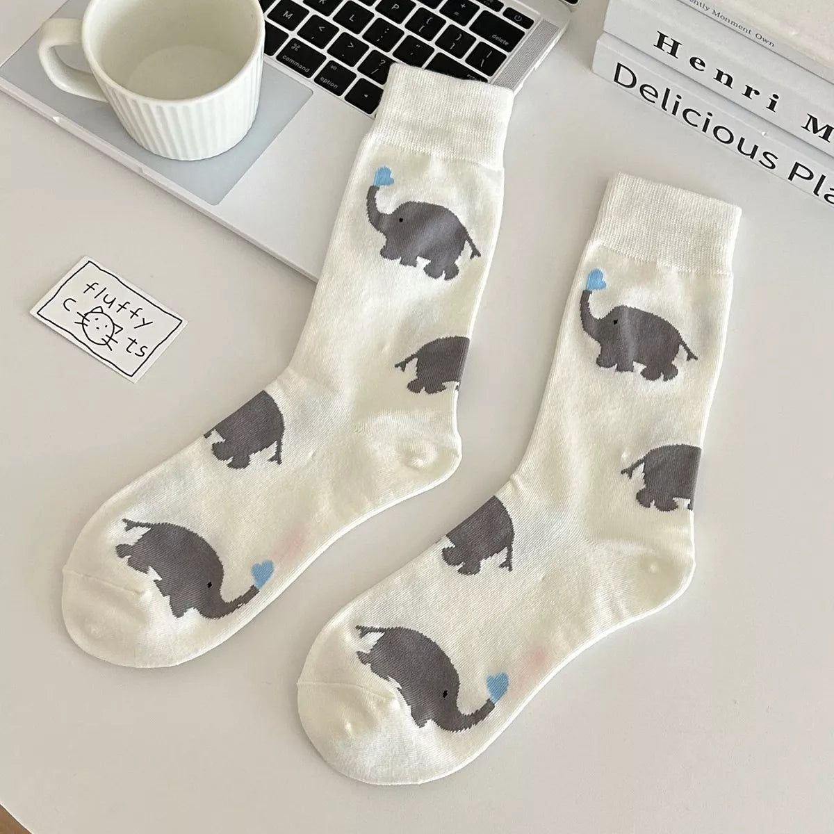 Elephant Pattern Crew Socks - Lilixa.store