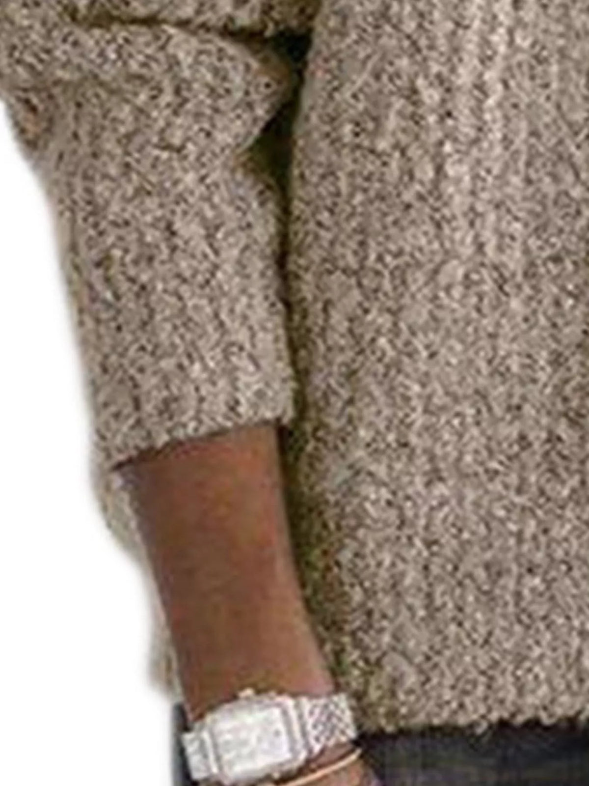 Full Size Half-Zip Textured Sweater Plus Size - Lilixa.store