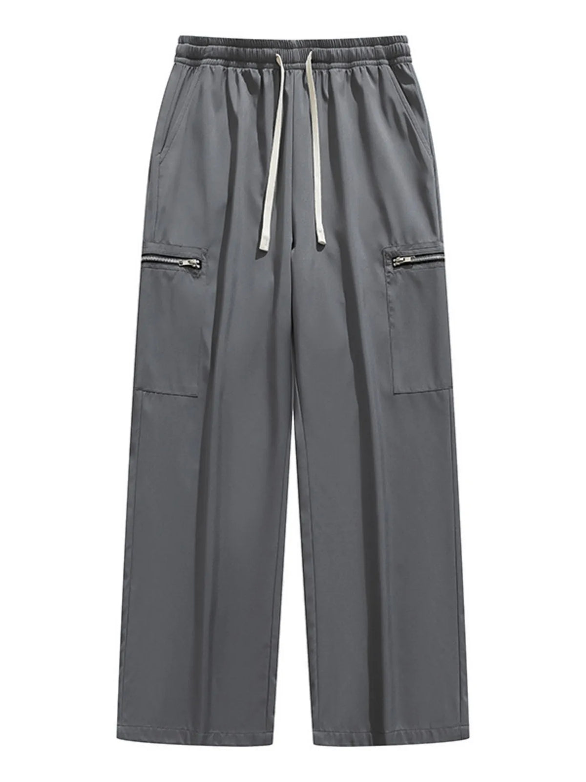 Men's Plus Size Pocketed Wide Leg Pants in Dark Gray