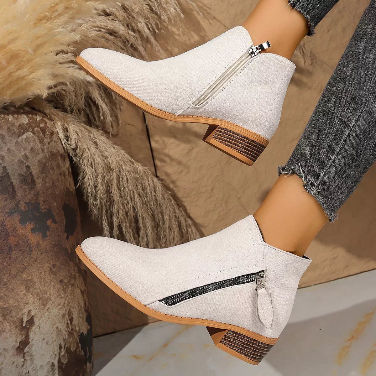 Point Toe Block Heels Boots - Lilixa.store