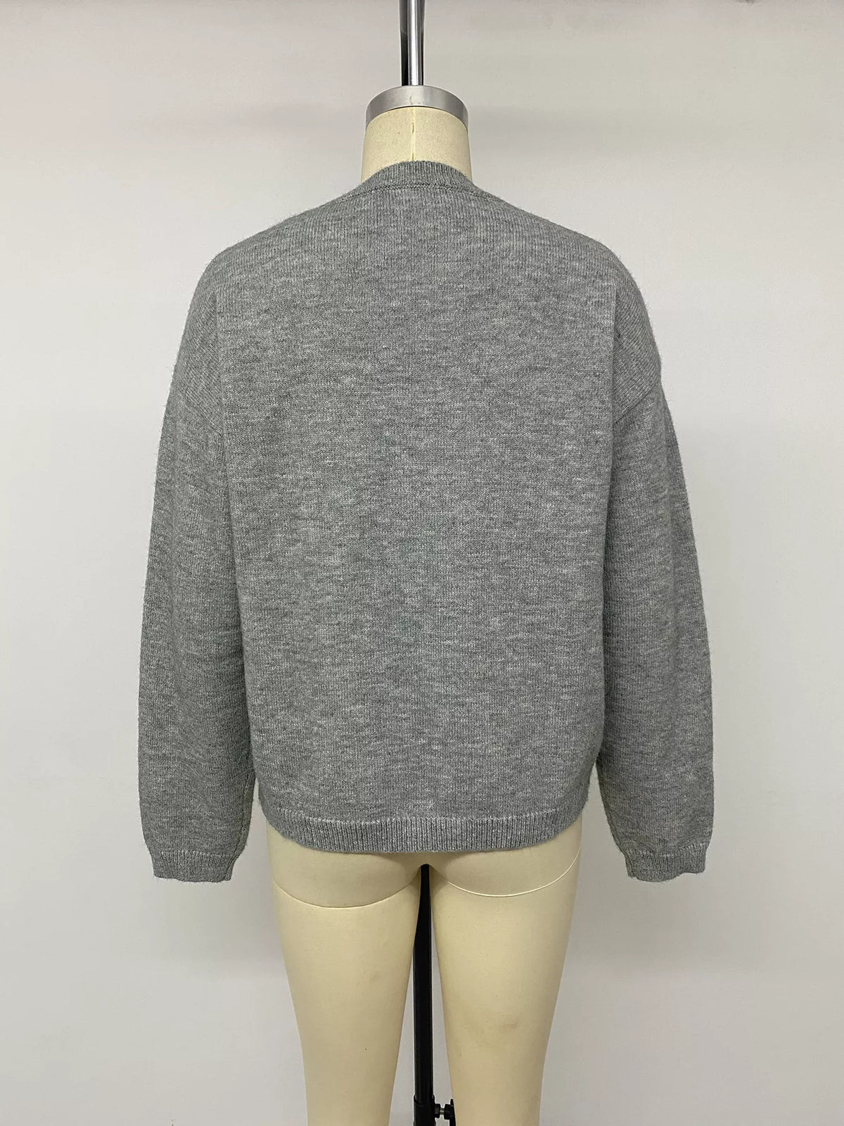 Star-Patterned Dropped Shoulder Sweater in Gray, view 13