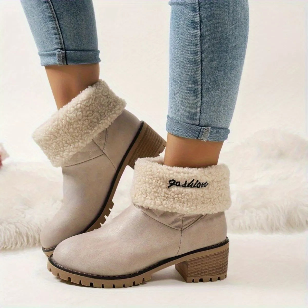 Round Toe Block Heels Boots - Lilixa.store