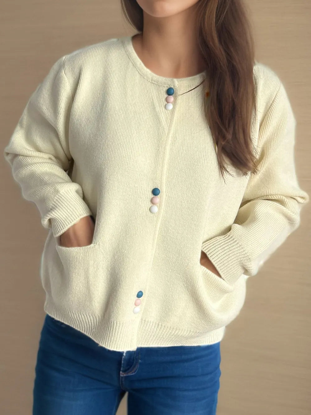 Button Down Long Sleeve Cardigan with Pockets - Lilixa.store