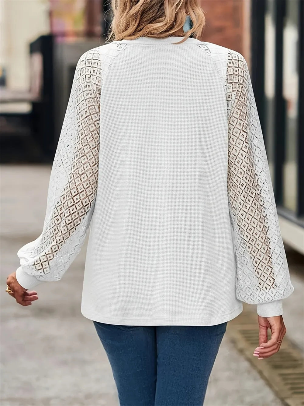 Button Up V-Neck Long Sleeve Outerwear in White, view 2