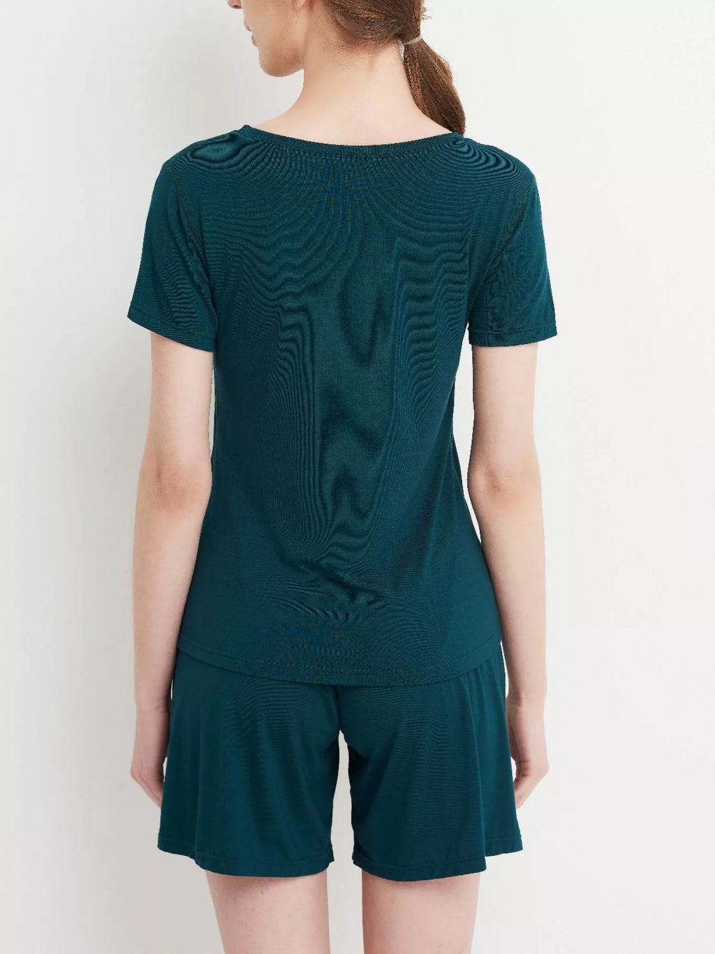 Plus Size Padded Round Neck Modal T-Shirt and Shorts Set - Lilixa.store