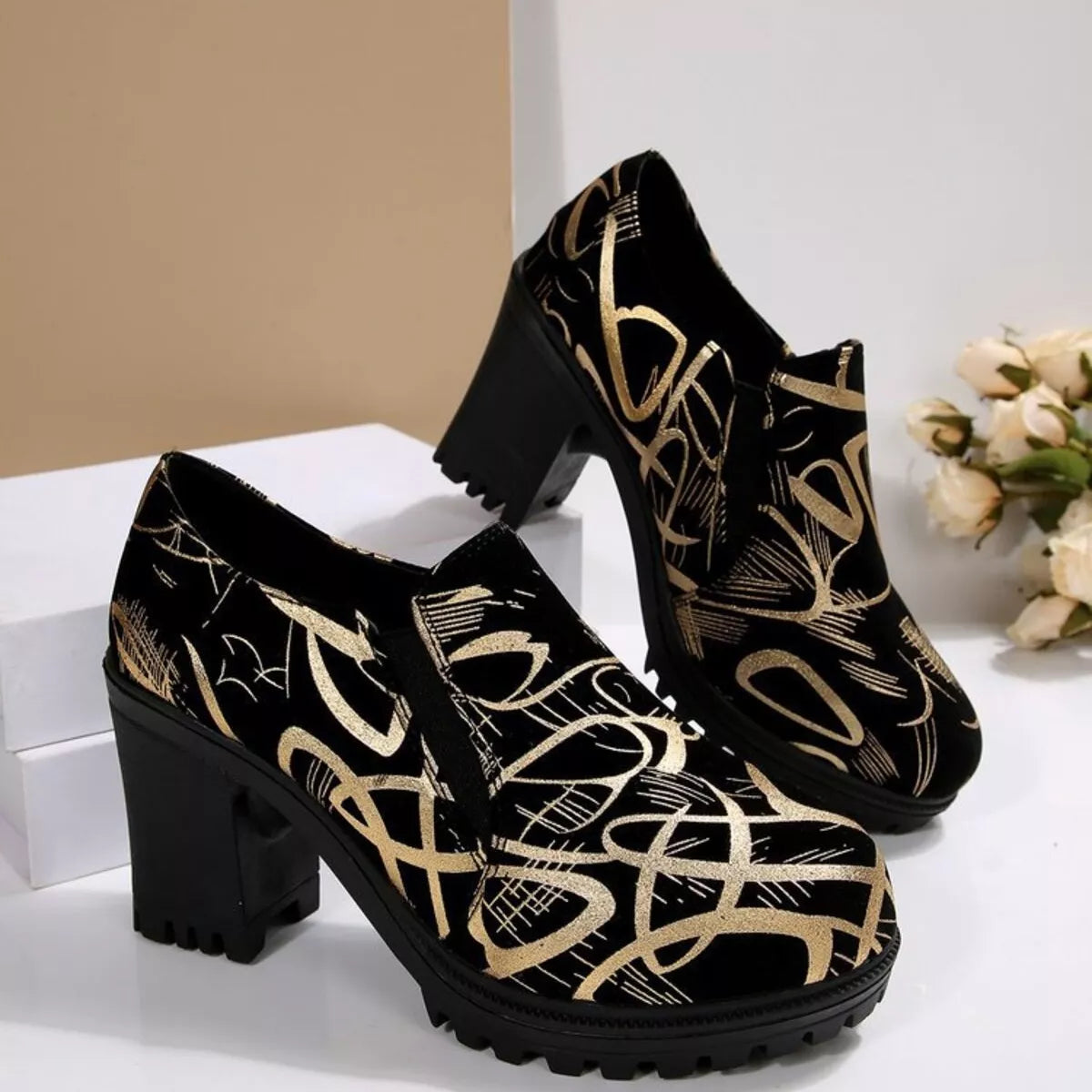 Round Toe Block Heels Pumps - Lilixa.store