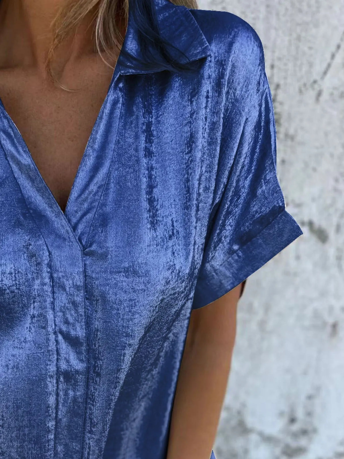 Full Size Collared Neck Short Sleeve Shirt Plus Size, view 16