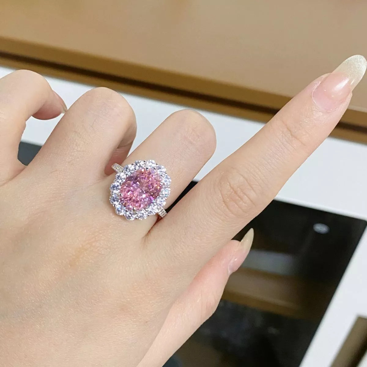 925 Sterling Silver Zircon Round Ring