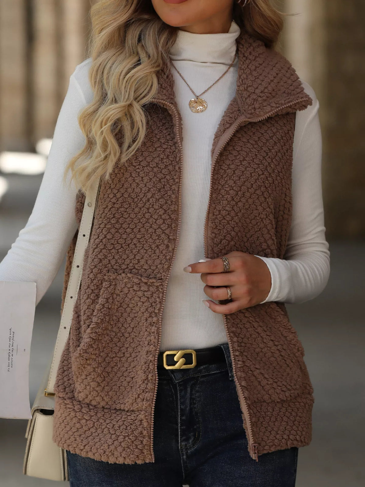 Zip-Up Vest Coat, view 4