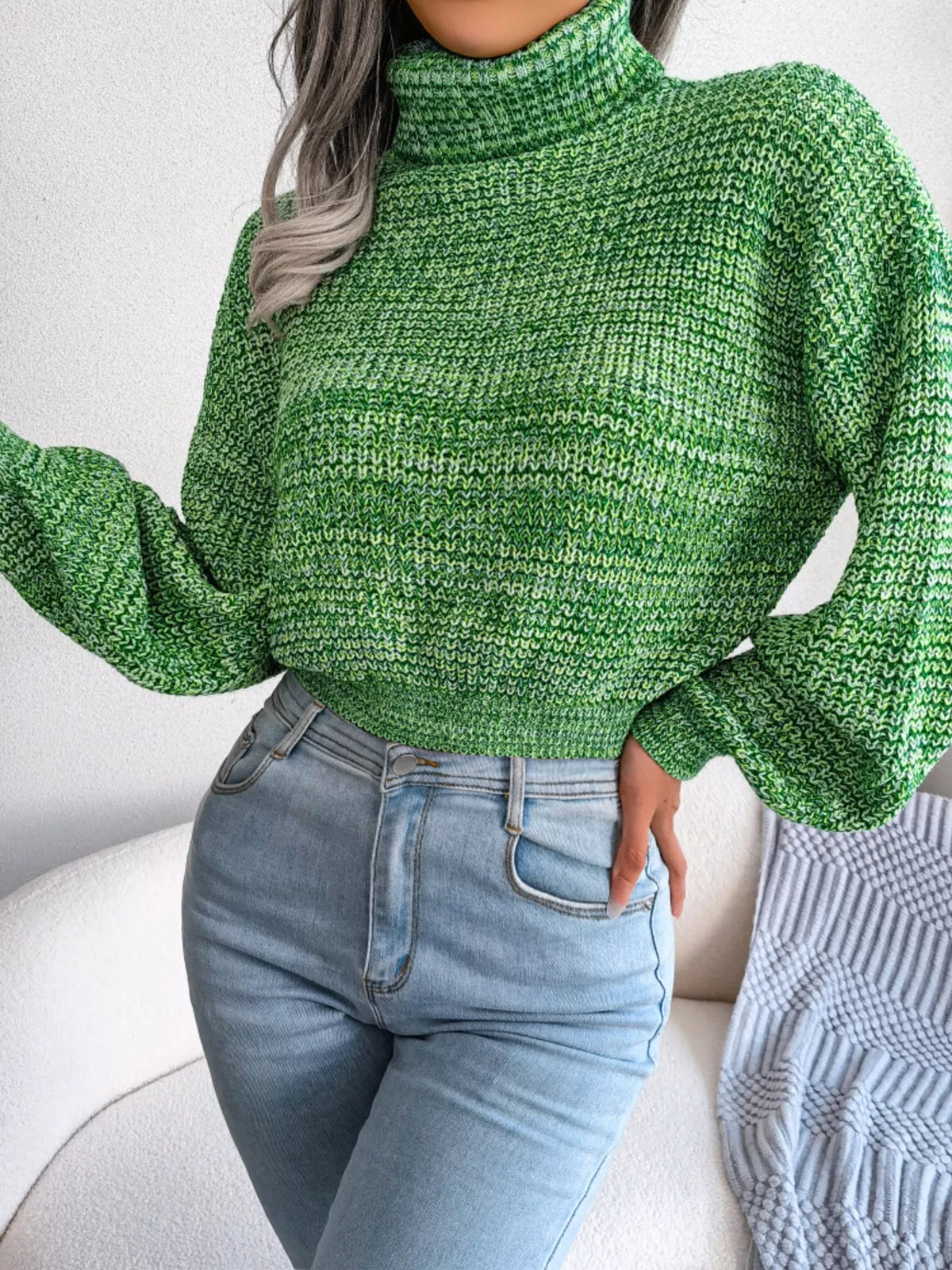 Turtleneck Dropped Shoulder Sweater