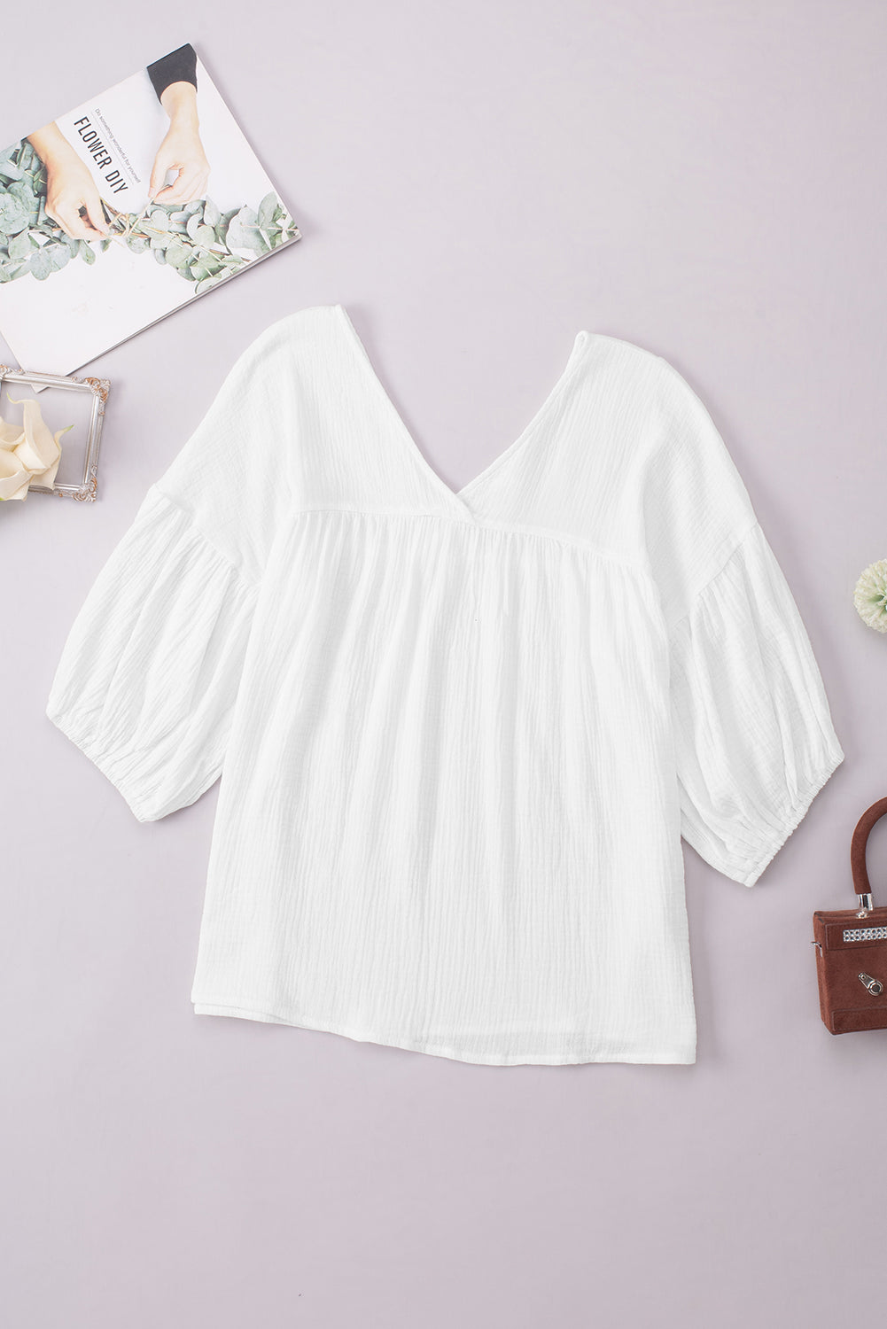 Dropped Shoulder V-Neck Blouse, view 9