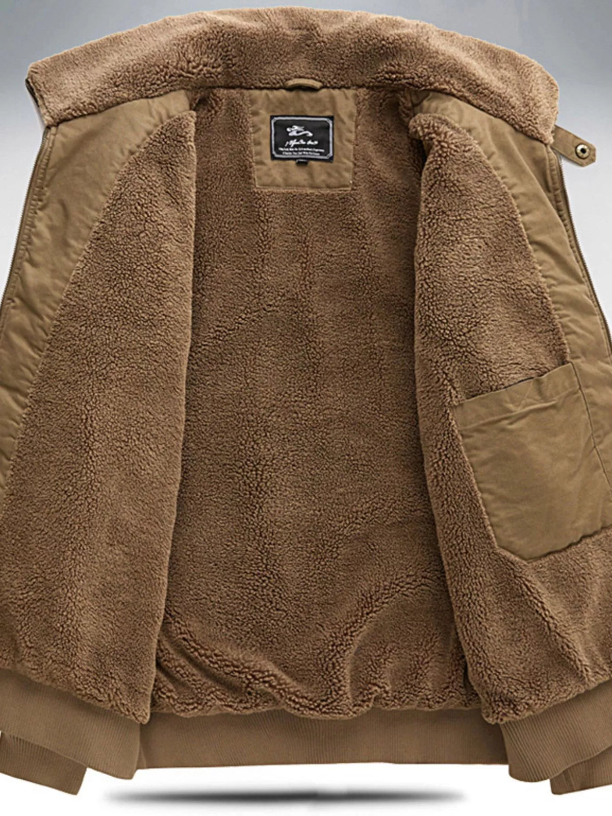 Men's Plus Size Sherpa Lined Zip Up Jacket - Lilixa.store