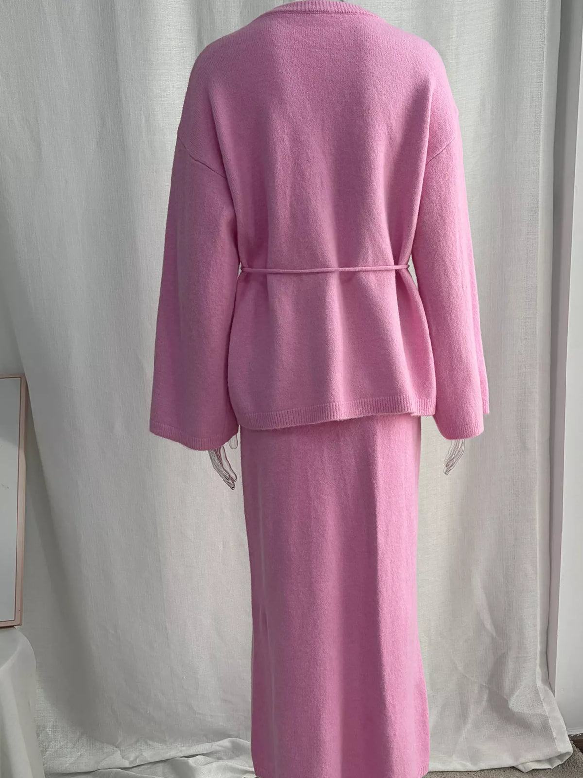 Waist-Tie Detail Sweater and Maxi Skirt Set, view 18