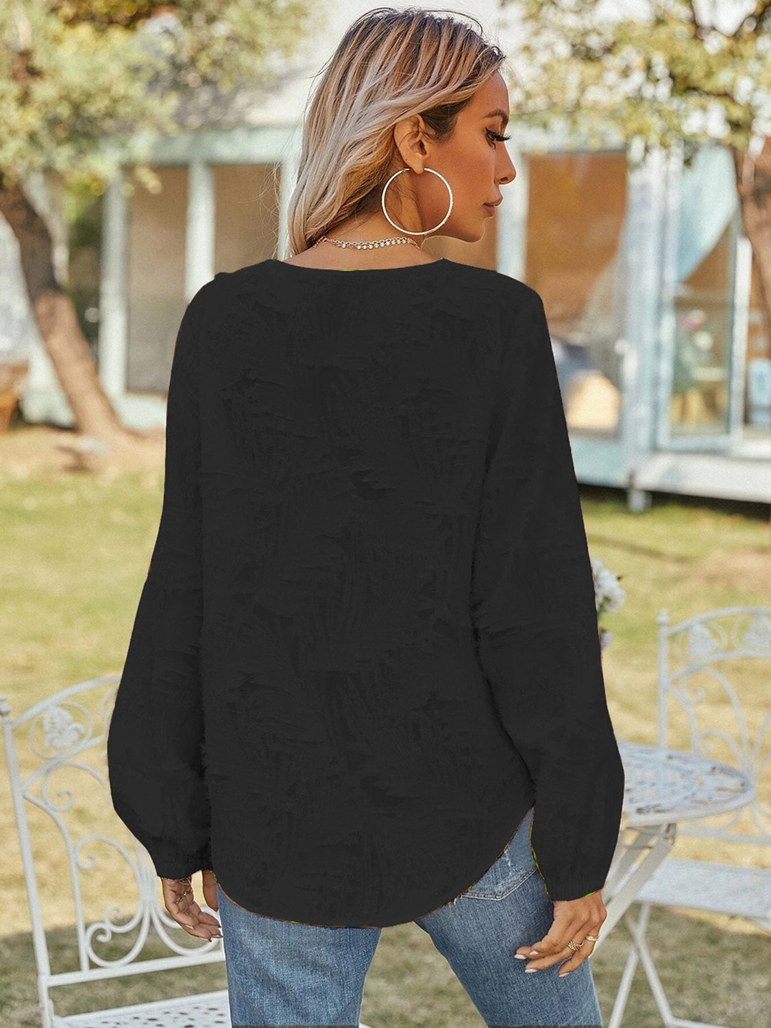 V-Neck Long Sleeve Blouse, view 8