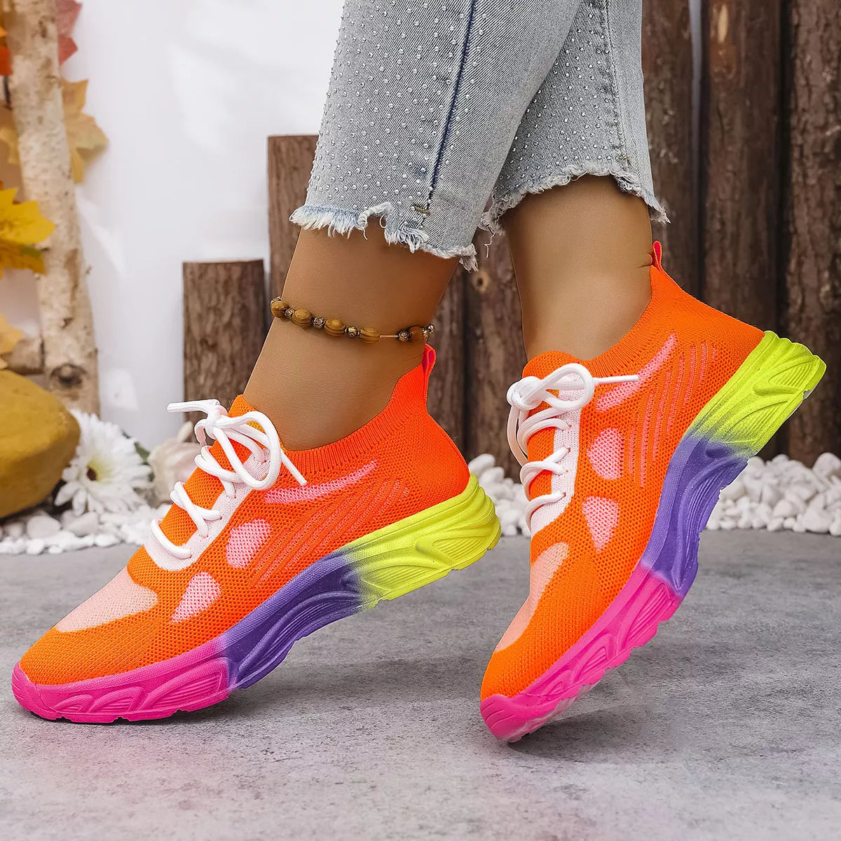Lace Up Round Toe Sneakers - Lilixa.store