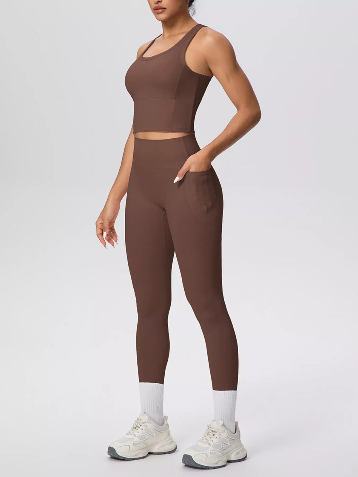 Scoop Neck Tank and High-Waisted Leggings Active Set, view 13