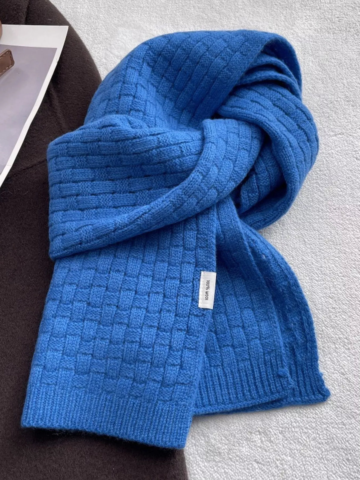 Wool Woven Pattern Knitted Scarf - Lilixa.store