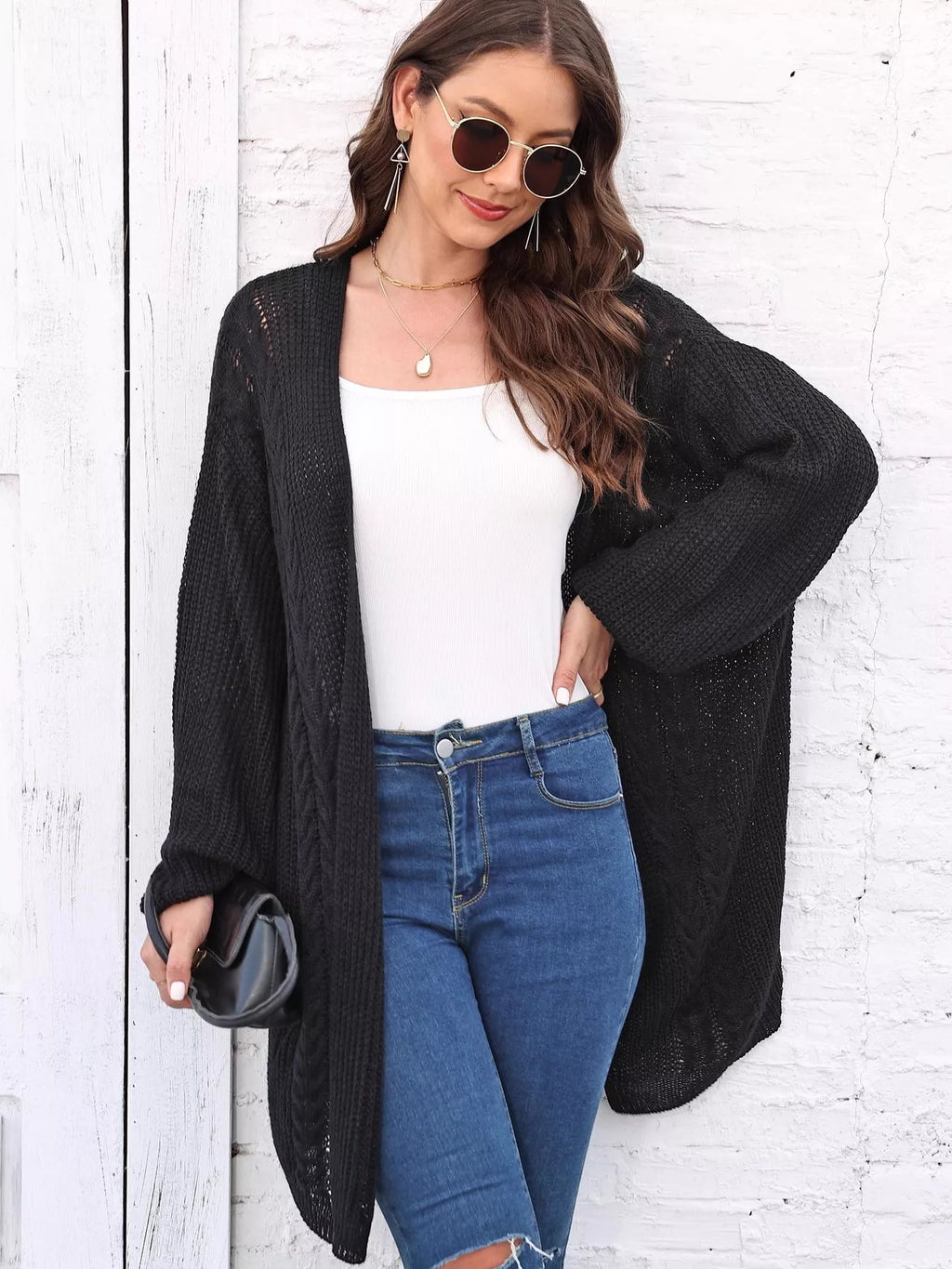 Open Front Long Sleeve Cardigan - Lilixa.store
